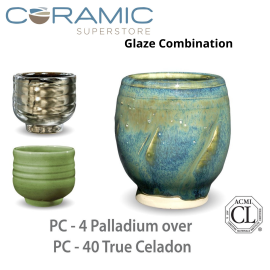 Palladium PC-04 over True Celadon PC-40 Pottery Cone 5 Glaze Combination